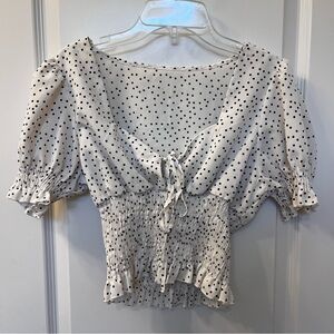 Polka Dot Puff Sleeve Top